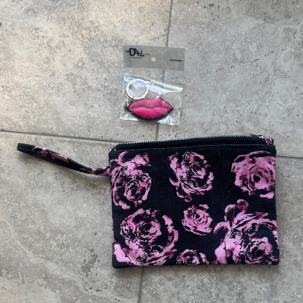 Salvador Dali Make up bag and key chain. Dali museum St Petersburg,Fl Gift shop